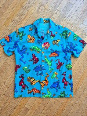 Frogs Handmade Snap Front Short Sleeve Shirt Medium